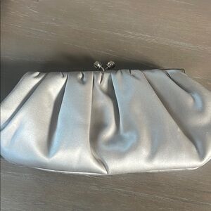 Nordstrom Silver Clutch with Elegant Gathered Design